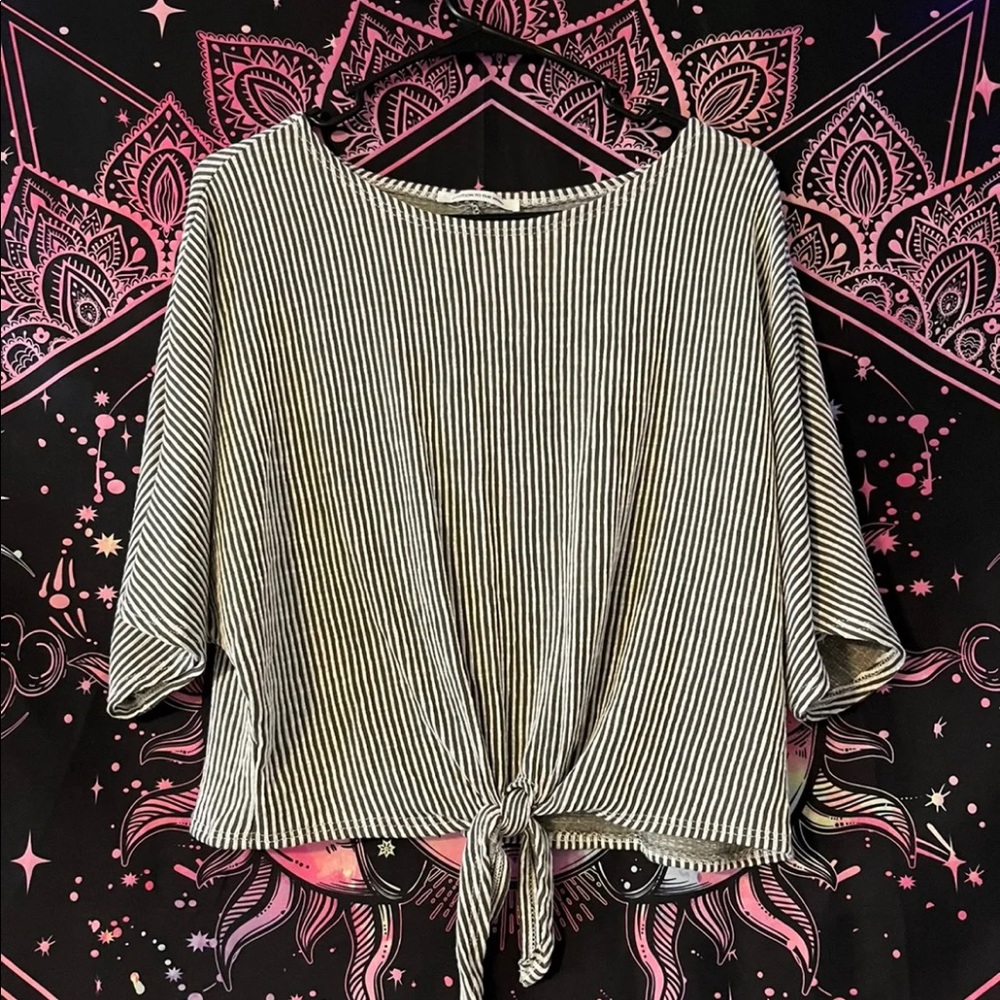 Olive Green Striped Blouse